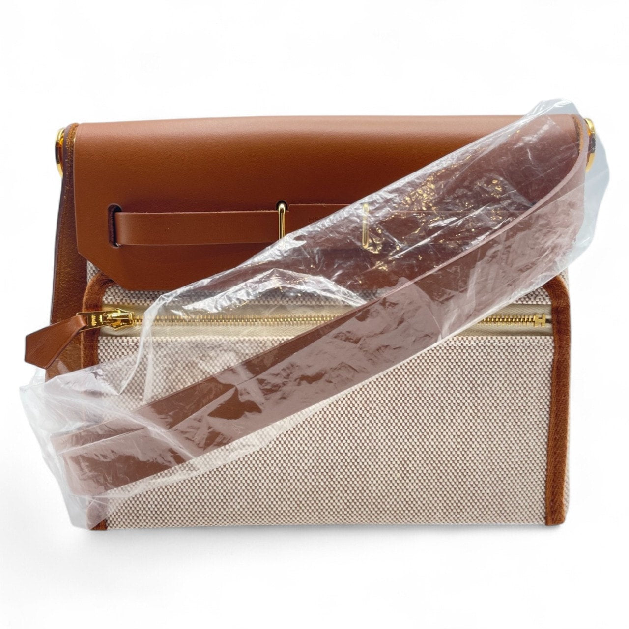 중고 에르메스 에일 백 지퍼 미니 20 에크루/포브 투알 애쉬/바쉬 헌터 골드 하드웨어 K 스탬프 중고