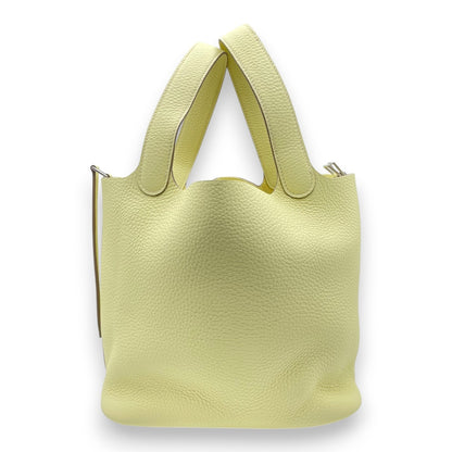 Pre-owned Hermes Picotan Lock MM Jaune Milton Taurillon Clemence Silver hardware K stamp