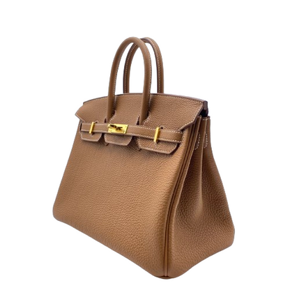 Pre-Owned Hermes Birkin 25 Gold Togo Gold Hardware B Engraved