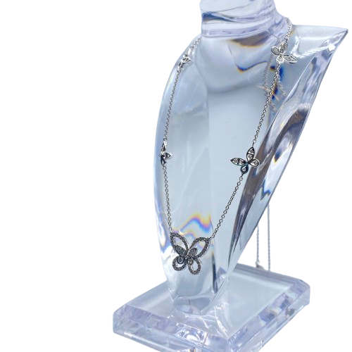 Pre-Owned Graph Multi Butterfly Silhouette Diamond Pendant White Gold Diamond