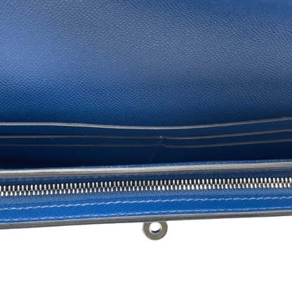 プレオウンド エルメス ケリーポケット ロング ブルーニュイ トゴ シルバー金具 B刻印