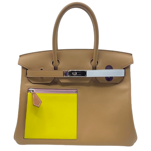 Hermes Birkin colormatic 30 chai/lime/cashsis swift silver metal fittings b 새겨 져