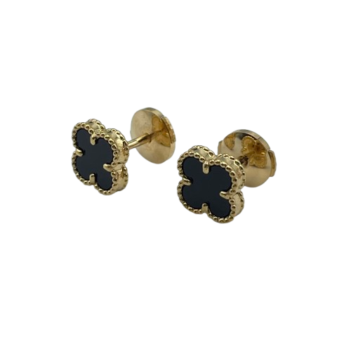 Pre-Owned [Under list price! 】Van Cleef & Arpels Sweet Alhambra VCARA44900 Yellow Gold Onyx Earrings