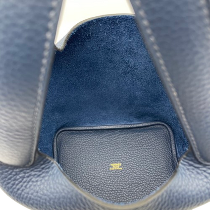 Hermes Picotin Lock PM Bleu Dupoles Torillon Clemence Gold Hardware B 조각.