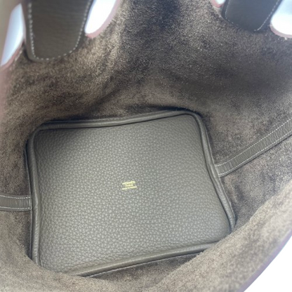 Hermes Picotin Lock MM Etoupe Torillon Clemence Gold 하드웨어 W 새