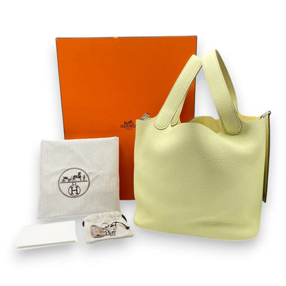 Pre-owned Hermes Picotan Lock MM Jaune Milton Taurillon Clemence Silver hardware K stamp