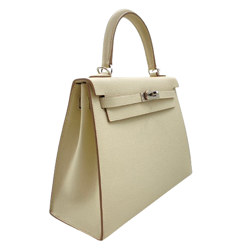 Pre-Owned Hermes Kelly 25 Cre Epson Silver Fittings U Engraved