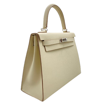 Pre-Owned Hermes Kelly 25 Cre Epson Silver Fittings U Engraved