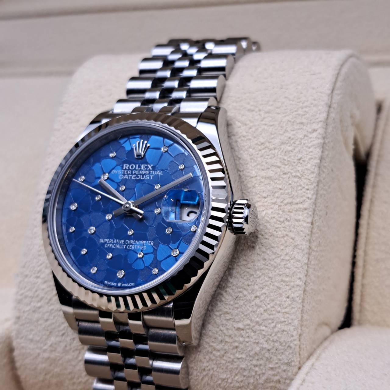 ロレックス デイトジャスト 278274 アズーロブルー フローラルモチーフ ダイヤ入り ジュビリーブレス 31mm