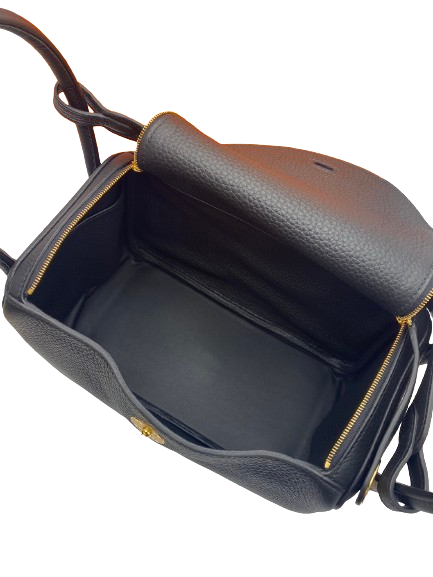 [Cash Price] Hermes Lindy 26 Noir Torillon Clemence Gold Hardware W Engraved