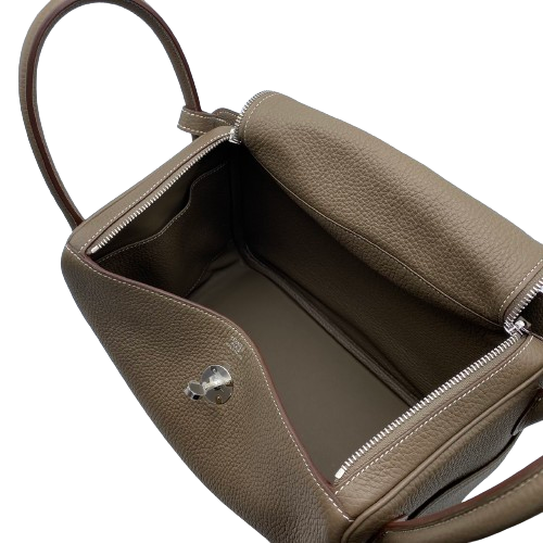 Pre-Owned Hermes Lindy 30 Etoup Torillon Clemence Silver Fittings U Engraved