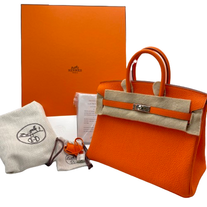 [現金特殊價格]愛馬仕·伯金（Hermes Birkin）25橙罌粟多哥銀金屬配件B刻