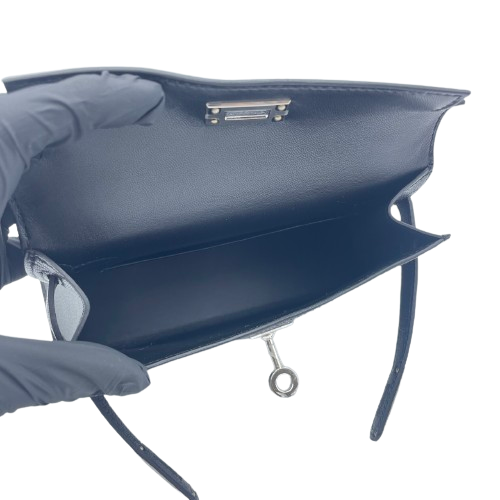[Cash Price] Hermes Mini Kelly 2 Noir Chevre Silver Metal Fittings U Engraved