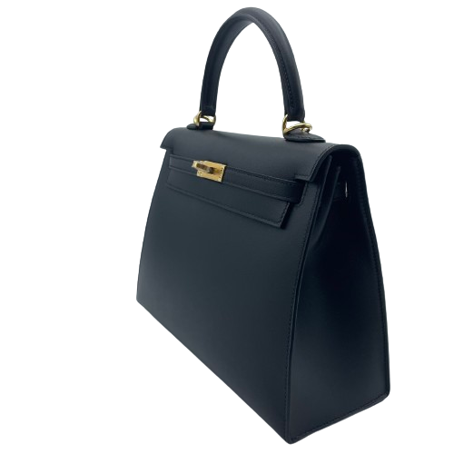 사전 소유 [현금 가격] Hermes Kelly 25 누아르 박스 송아지 금 하드웨어 W 새겨 져