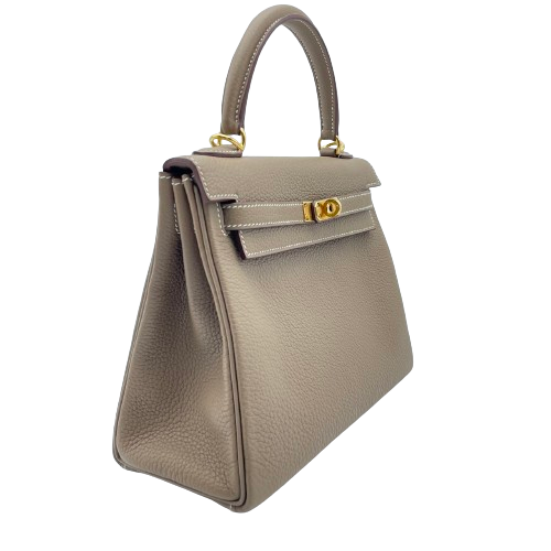 Pre-Owned [Cash Price] Hermes Kelly 25 Etoup Togo Gold Hardware B Engraved