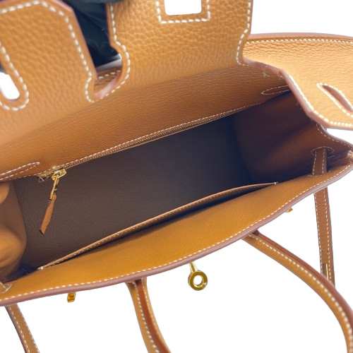Hermes Birkin 25 Gold Togo Gold Hardware W Engraved