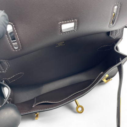 Pre-owned Hermes Gypsier Mini Ebennes Swift Gold hardware K stamp