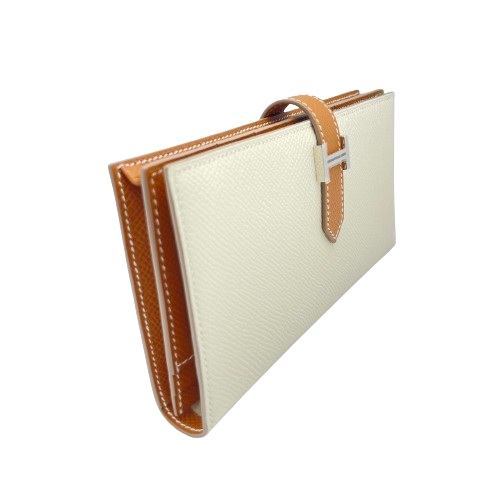 [Cash Special Price] Hermes Bean Souffle Cre x Gold Silver Fittings U Engraved