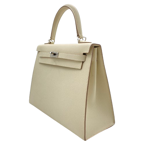 Pre-Owned Hermes Kelly 25 Cre Epson Silver Fittings U Engraved