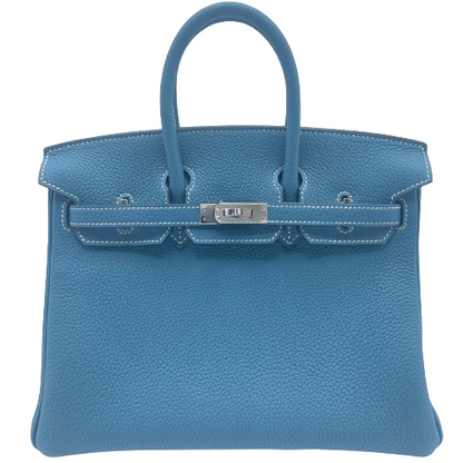 Hermes Birkin 25 New Blue Gene Torillon Clemence Silver Metal Fittings W 새로