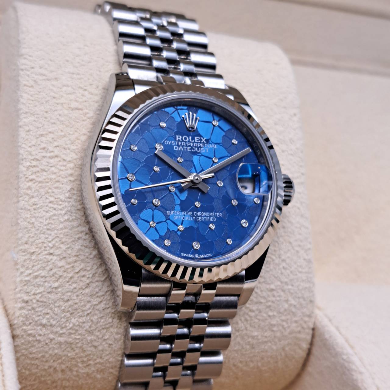 ロレックス デイトジャスト 278274 アズーロブルー フローラルモチーフ ダイヤ入り ジュビリーブレス 31mm