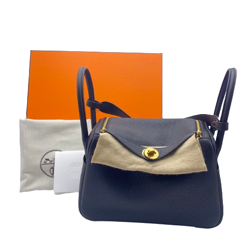 [Cash Price] Hermes Lindy 26 Noir Torillon Clemence Gold Hardware W Engraved