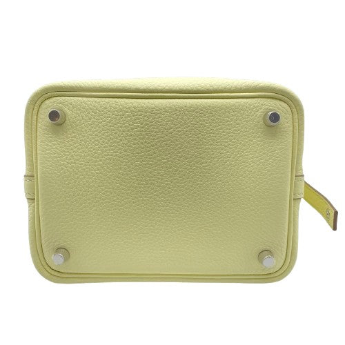 [現金特價]愛馬仕皮克丁鎖PM Jaune Milton Torillon Clemence Silver Fittings W刻有