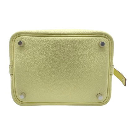 [現金特價]愛馬仕皮克丁鎖PM Jaune Milton Torillon Clemence Silver Fittings W刻有