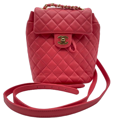 CHANEL Backpack W18 Pink Lambskin Gold Hardware