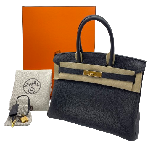 [現金價格]愛馬仕·伯金（Hermes Birkin）30黑色多哥金色硬件W刻有