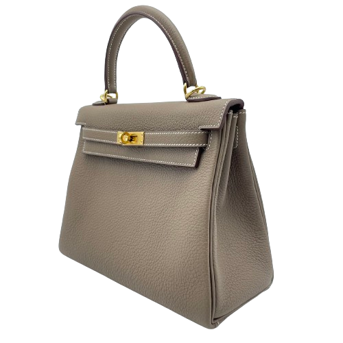 Pre-Owned [Cash Price] Hermes Kelly 25 Etoup Togo Gold Hardware B Engraved