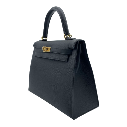 Pre-Owned [Cash Price] Hermes Kelly 25 Noir Epson Gold Hardware B Engraved
