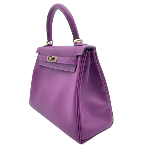 Pre-Owned Hermes Kelly 25 Anemone Swift Gold Hardware B Engraved