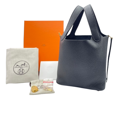 [Cash Special Price] Hermes Picotin Lock PM Noir Torillon Clemence Gold Hardware B Engraved
