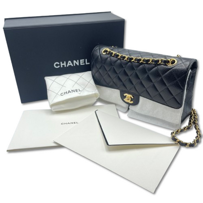 Pre-Owned Chanel Matelasse W25 Black Caviar Skin Gold Hardware