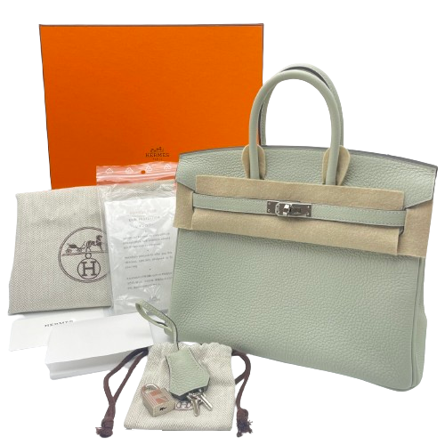 Hermes Birkin 25 Grineve Togo Silver Fittings B 새겨 져 있습니다