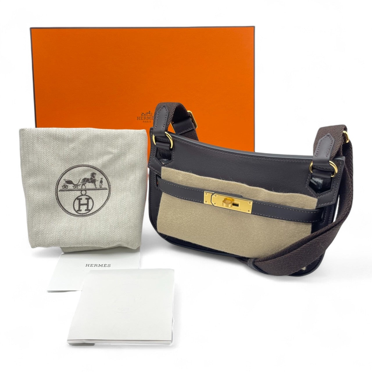 Pre-owned Hermes Gypsier Mini Ebennes Swift Gold hardware K stamp