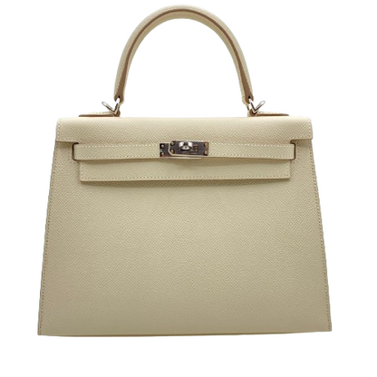 Pre-Owned Hermes Kelly 25 Cre Epson Silver Fittings U Engraved