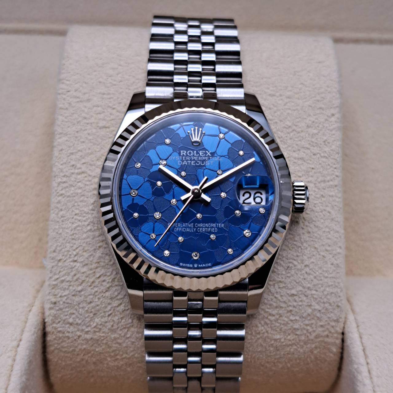 ロレックス デイトジャスト 278274 アズーロブルー フローラルモチーフ ダイヤ入り ジュビリーブレス 31mm