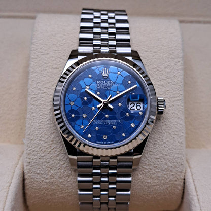ロレックス デイトジャスト 278274 アズーロブルー フローラルモチーフ ダイヤ入り ジュビリーブレス 31mm