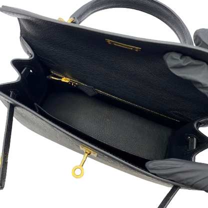 プレオウンド エルメス ケリーⅡ W25 ノワール オーストリッチ ゴールド金具 W刻印