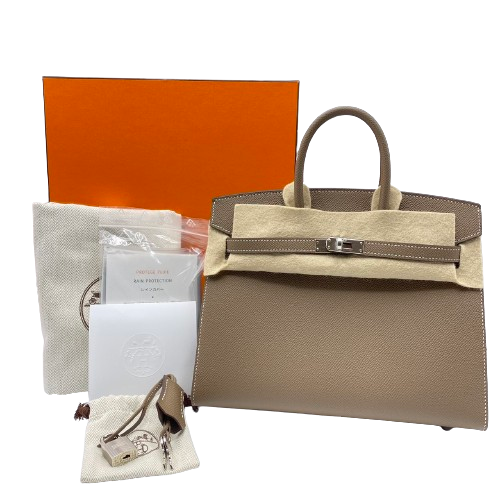 Hermes Birkin 25 Etoupe Serie vau Epson Silver Fittings u Engraved