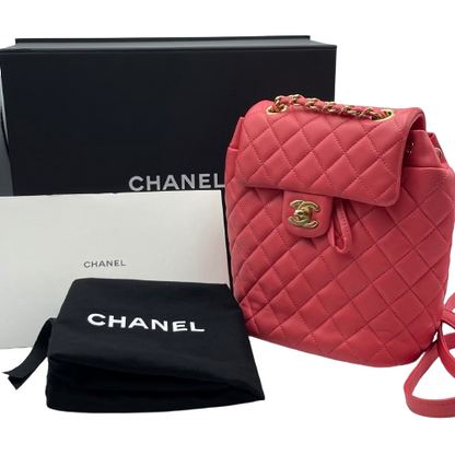 プレオウンド CHANEL シャネル バックパック W18 ピンク ラムスキン ゴールド金具