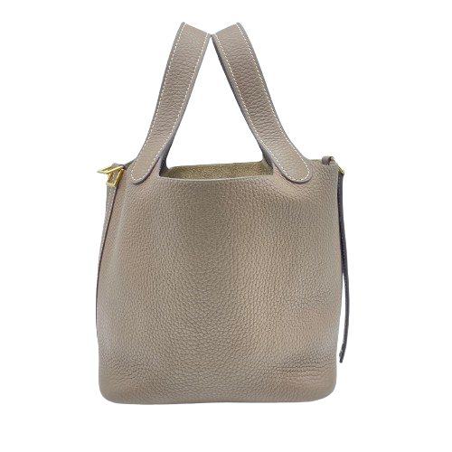 Hermes Picotin Lock PM Etoupe Torillon Clemence Gold Hardware u Engraved