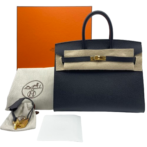 Hermes Birkin 25 Noir Epson Gold Hardware B가 새겨 져 있습니다