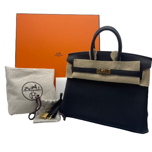 [現金價格]愛馬仕·伯金（Hermes Birkin）25黑色多哥金色硬件W刻有