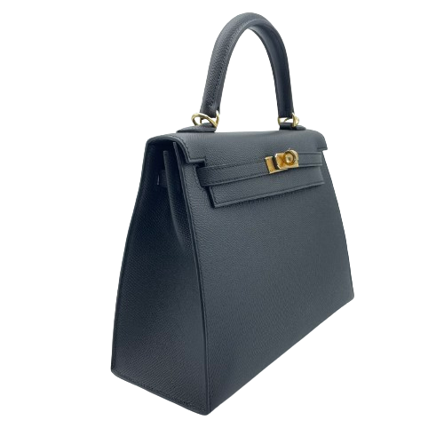 Pre-Owned [Cash Price] Hermes Kelly 25 Noir Epson Gold Hardware B Engraved