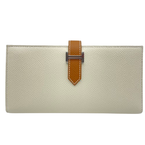 [Cash Special Price] Hermes Bean Souffle Cre x Gold Silver Fittings U Engraved