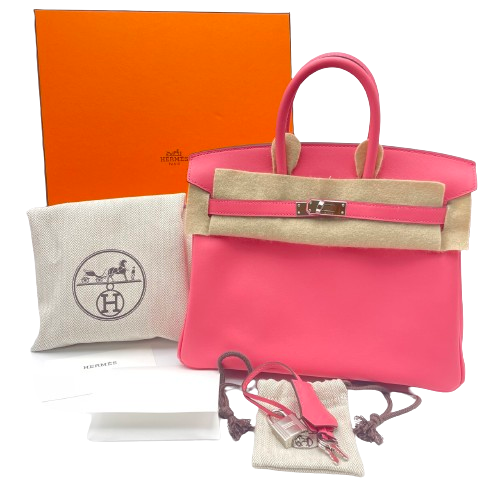 Hermes Birkin 25 Rose Azare Swift Silver Metal Fittings B 새겨 져