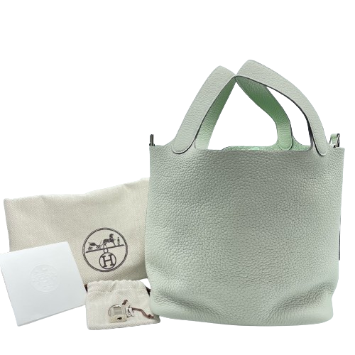 [現金特價]愛馬仕皮皮蛋白鎖MM Grineve Torillon Clemence Silver Fittings B刻